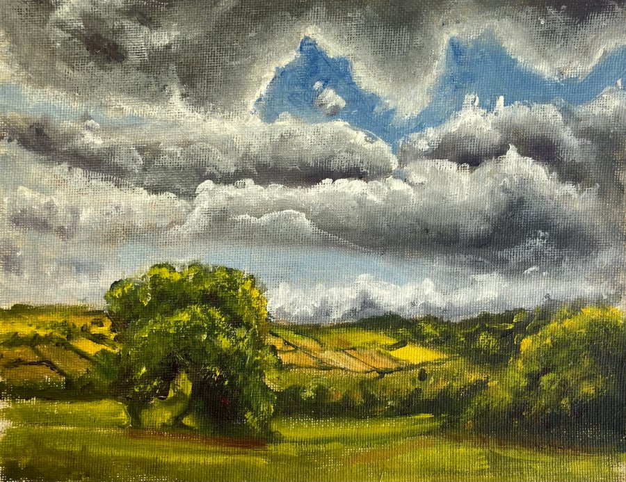 Guisbrough hills (Oil painting 8” x 6”)