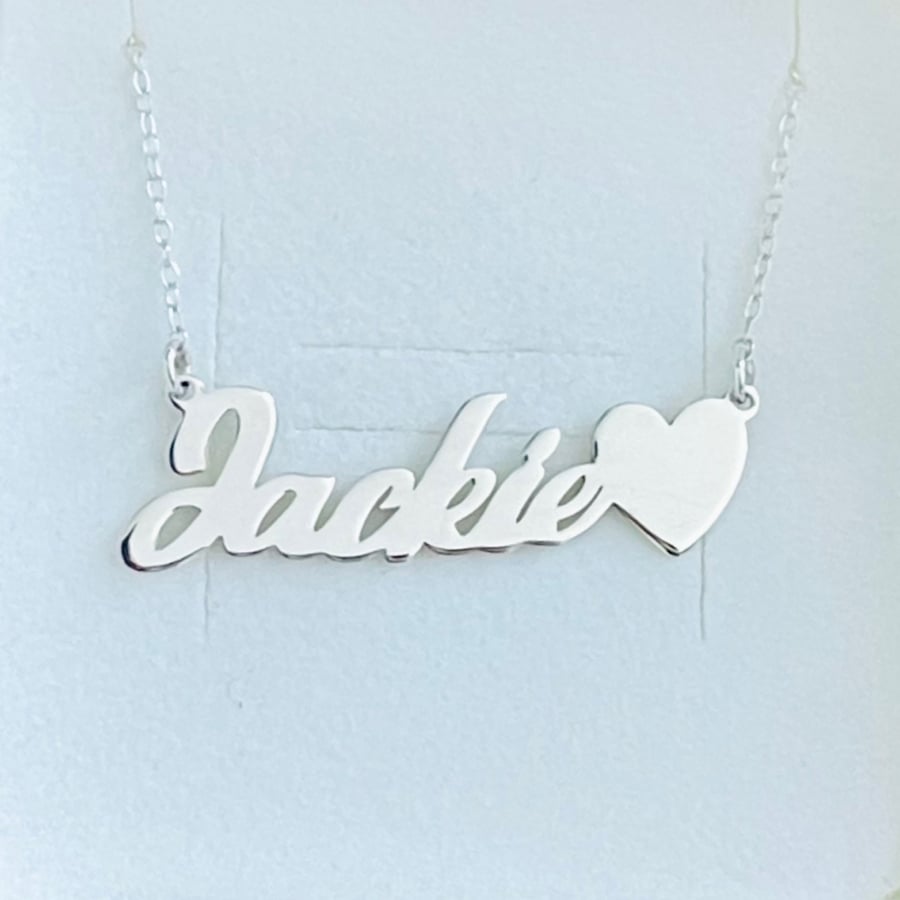 Personalised 925 Sterling Silver Name Necklace With Heart