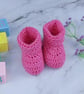 Handmade Crochet Baby Booties in Fondant Pink, 0-3 Months - Image 3