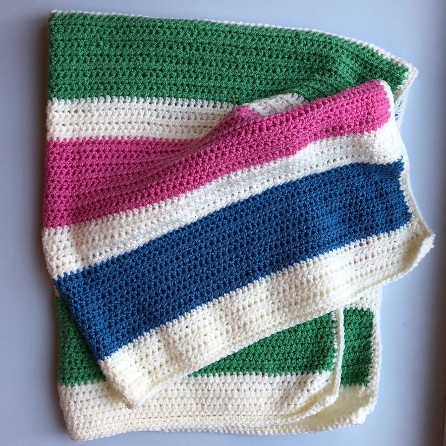 Crochet Baby Blanket - Summer Stripes