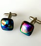 Dichroic Swirl Glass Cuff Links - Image 3