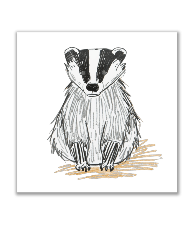 Badger Art Print Wall Decor Kids Style Drawing Square 12x12 