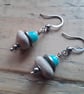 Beach Pebble Earrings with Turquoise Glass Beads - Image 2