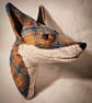 Faux fox wall mount in saffron and blue tartan - Frederick