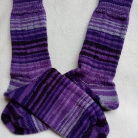 Knitted Ribbed Wool Socks Size 8 to 9