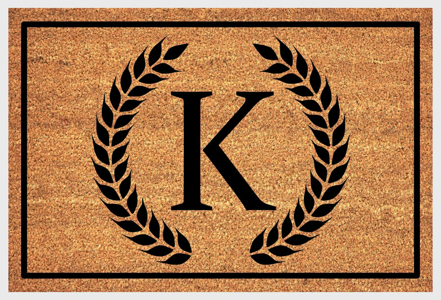 K Letter Door Mat - Monogram Letter K Welcome Mat - 3 Sizes