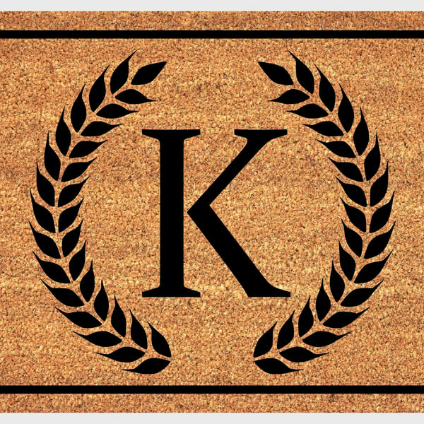 K Letter Door Mat - Monogram Letter K Welcome Mat - 3 Sizes