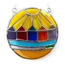 Beach Hut Ring Stained Glass Handmade Sunshine 011