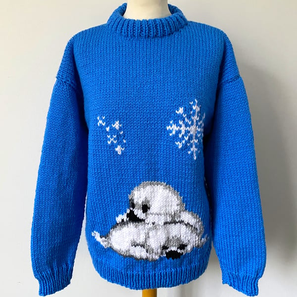 Baby Seals Hand Knitted Christmas Jumper