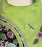 Bright green hobo style shoulder bag ,Flowers and dragonfly  - Image 5