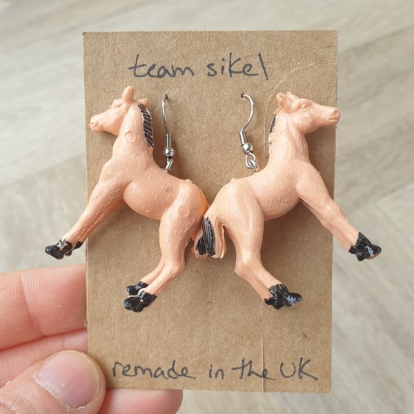 Horse Earrings - Upcycled Vintage Toys