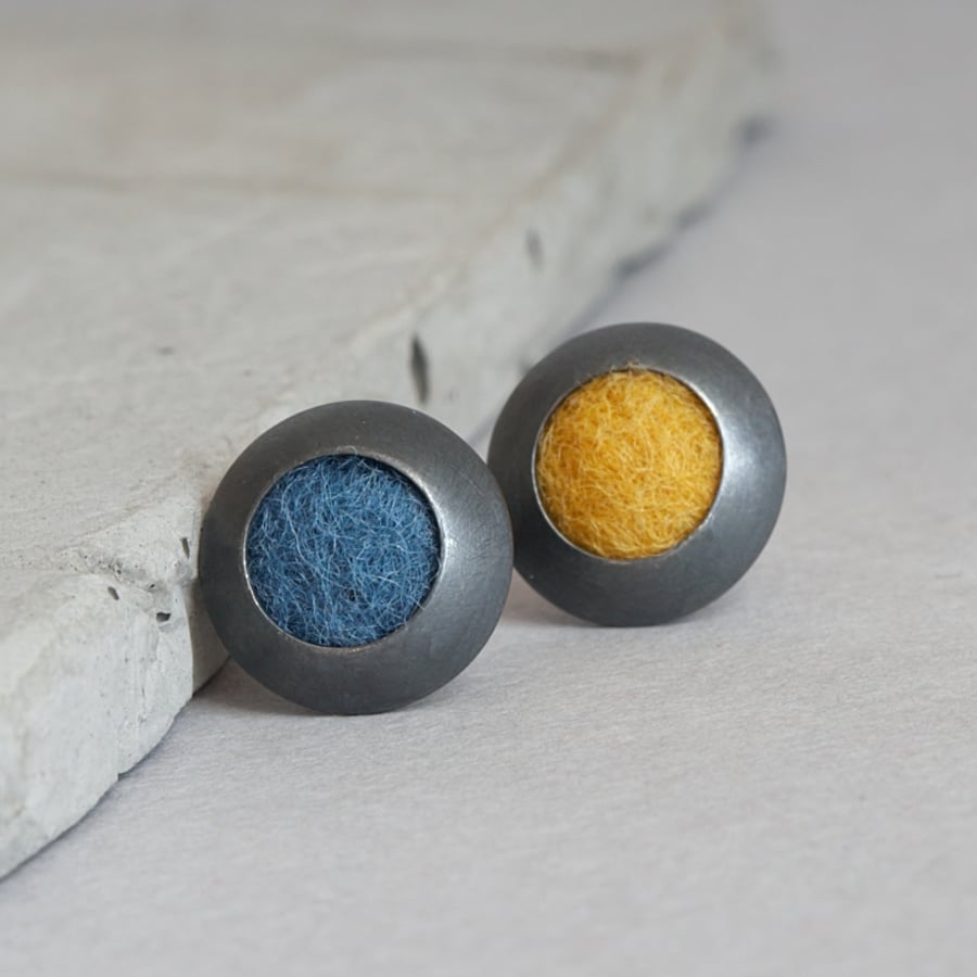 Colourful Funky Dots Sterling Silver Stud Earrings 