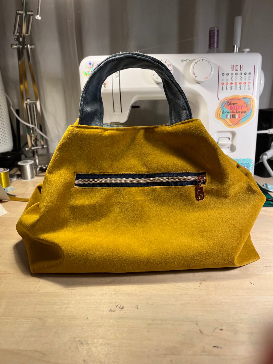 Mustard Velvet Hand or Crossbody Bag