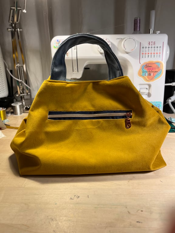 Mustard Velvet Hand or Crossbody Bag