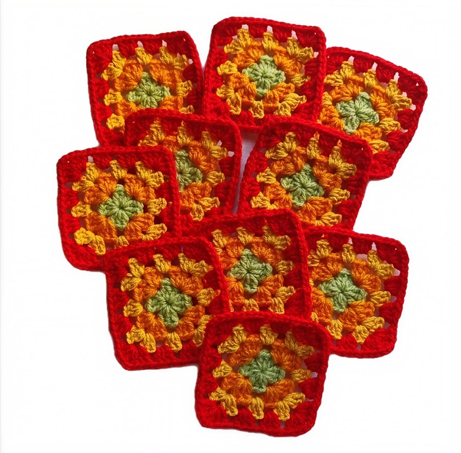 Autumn Glow 3" Crochet Granny Squares - Handmade Fall Patchwork Kit