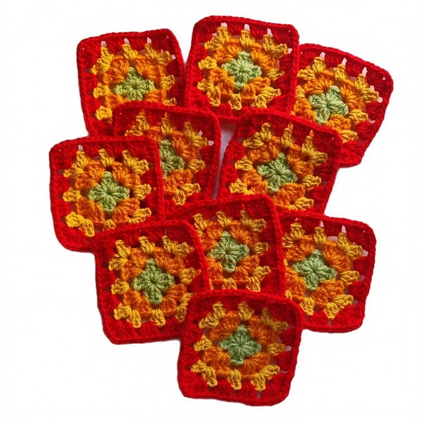 Autumn Glow 3" Crochet Granny Squares - Handmade Fall Patchwork Kit