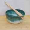 Dip bowl pate dish pottery ceramic stoneware juniper wood spreader knife