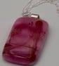 Trees over Water on Pink, Fused Glass Pendant with Sterling Silver Findings