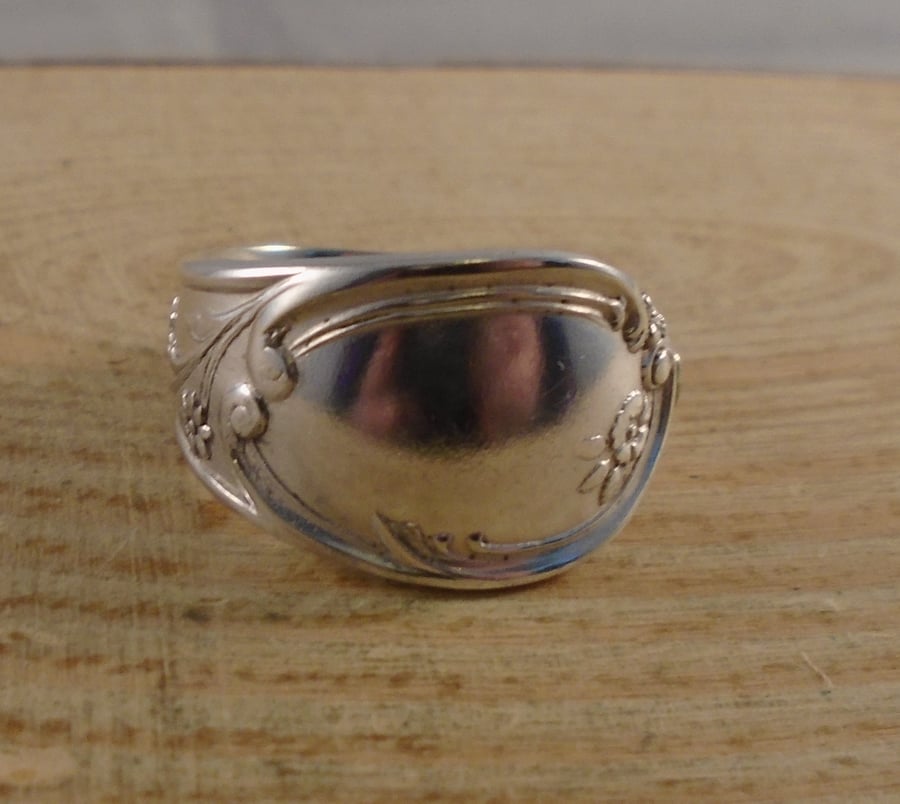 Upcycled Silver Plated Daisy Spoon Handle Ring SPR042109