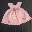 Handcrafted Pink Crochet Baby Dress with Floral Details