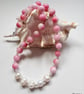 Natural Rose Quartz, Quartzite, Freshwater Culture Pearls Designer Necklace.