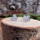 NEW Silver Tree Bark Heart Stud Earrings