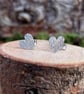 Silver Tree Bark Heart Stud Earrings