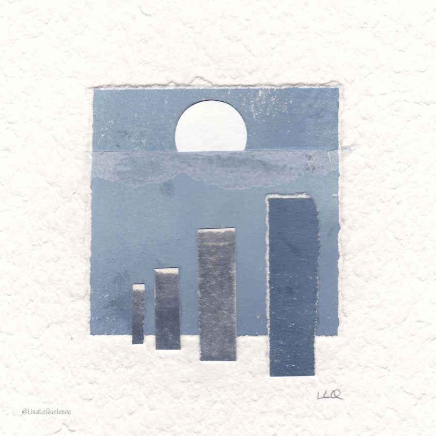 Coastal inspired original abstract minimalist paper collage no.13