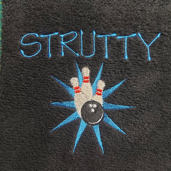 Handmade personalised 10 pin bowling towel great gift Fathers Day, Mothers Day, 