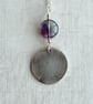 Botanical silver pendant with leaf design and fluorite bead. - Image 8