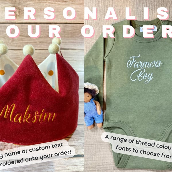 Personalise Your Order, Add Any Custom Name or Text, Custom Embroidery