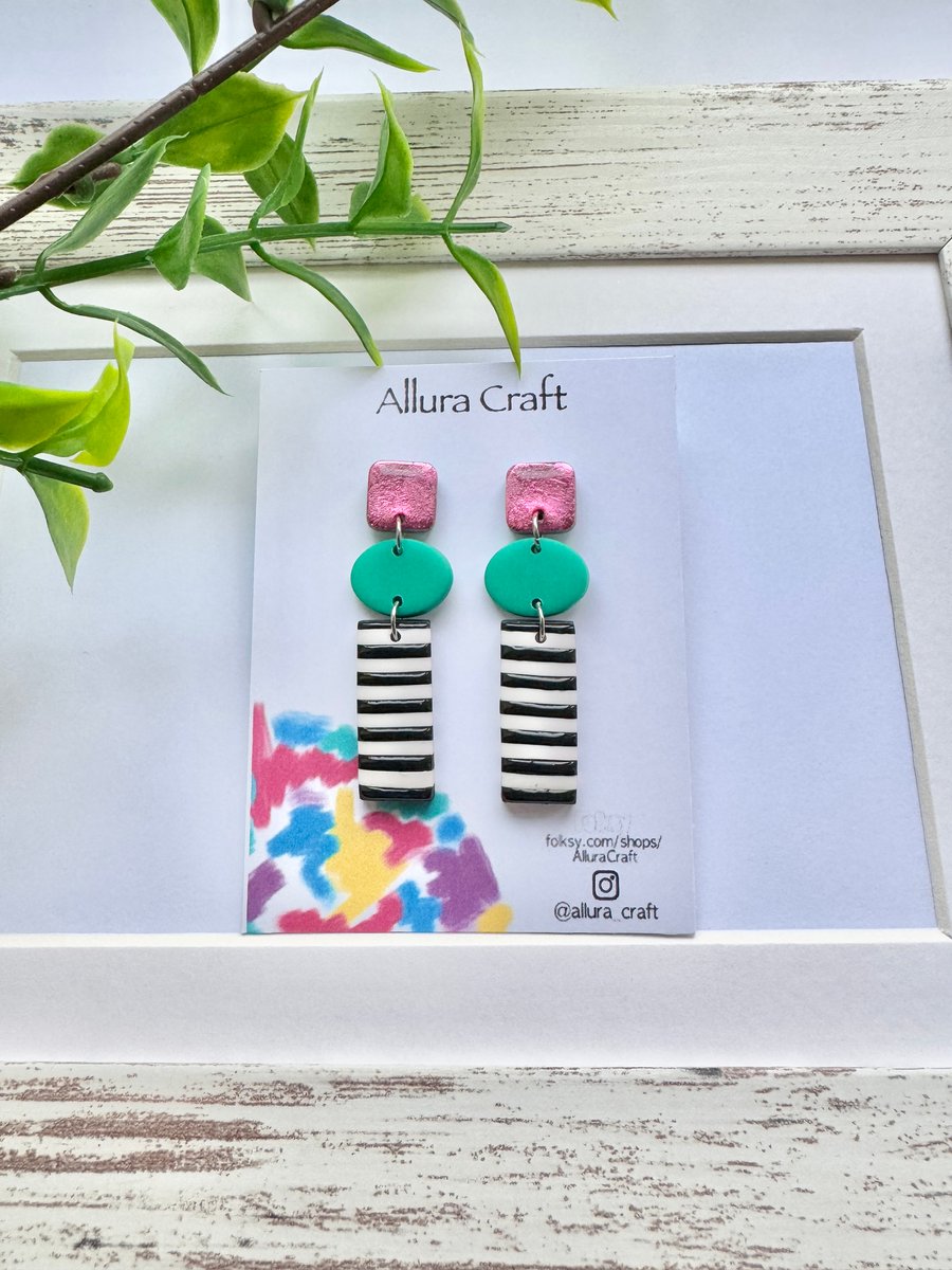 Geometric Three Tier Drop Earrings 