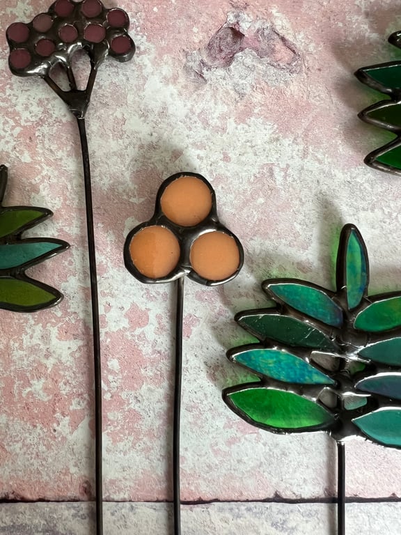 Orange leaded glass flower - eternal wildflowers