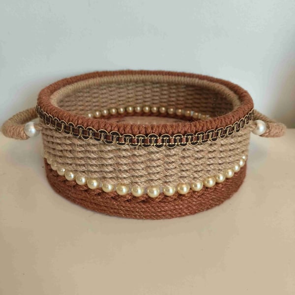 handmade hemp rope woven basket