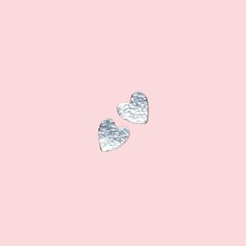 Tiny Textured Silver Heart Studs