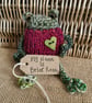 Handmade Knitted Frog Briar Rose – One of a Kind Frog Ornament Whimsical Gift