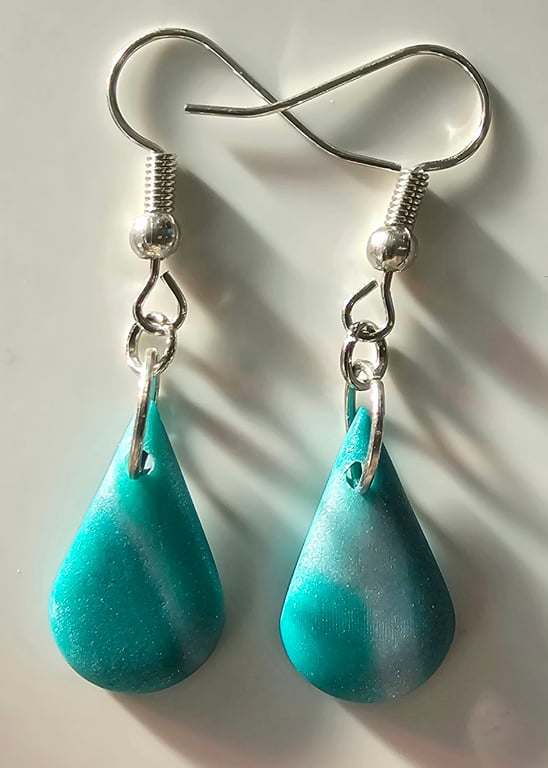 Tear drop earrings on silver plated earhooks