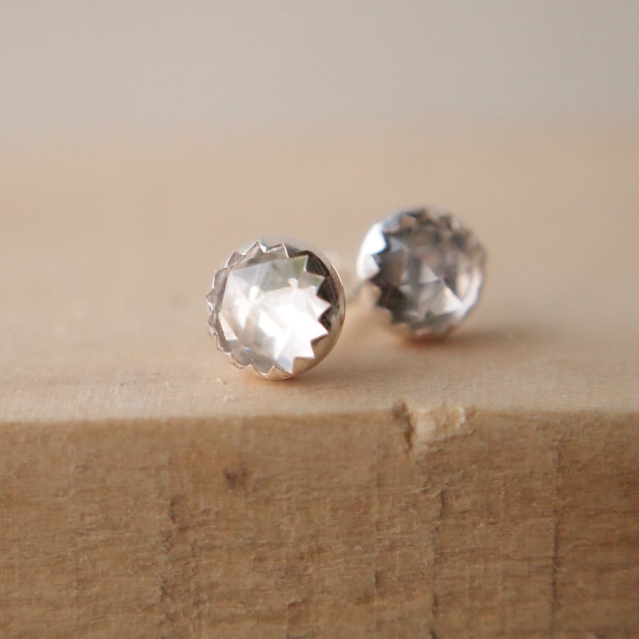 White Topaz Silver Studs