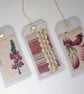 Gift Tags - plum pink, reclaimed curtain textiles with vintage silk and lace - Image 6