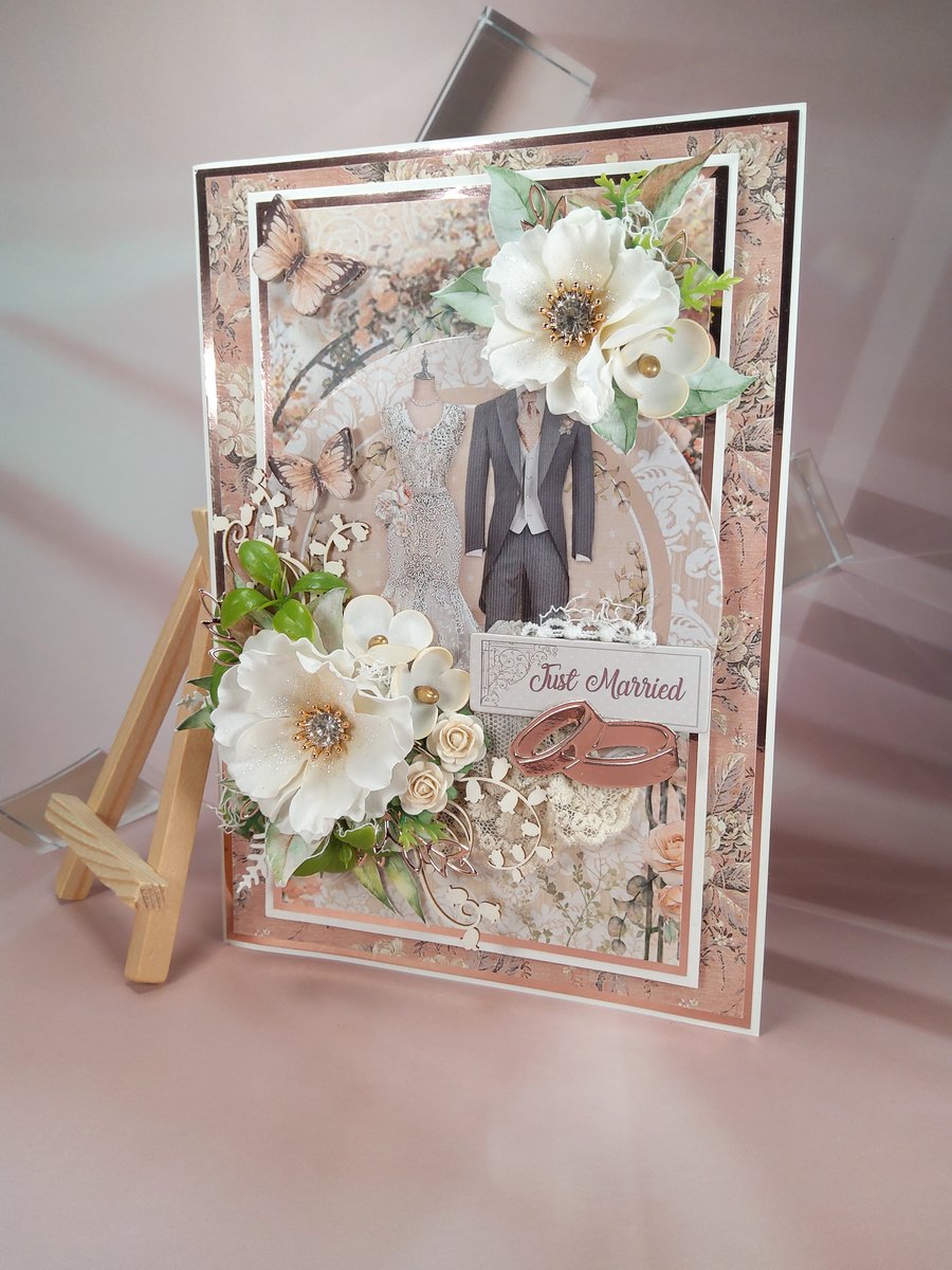 Handmade Wedding Card (81) Just Married A5