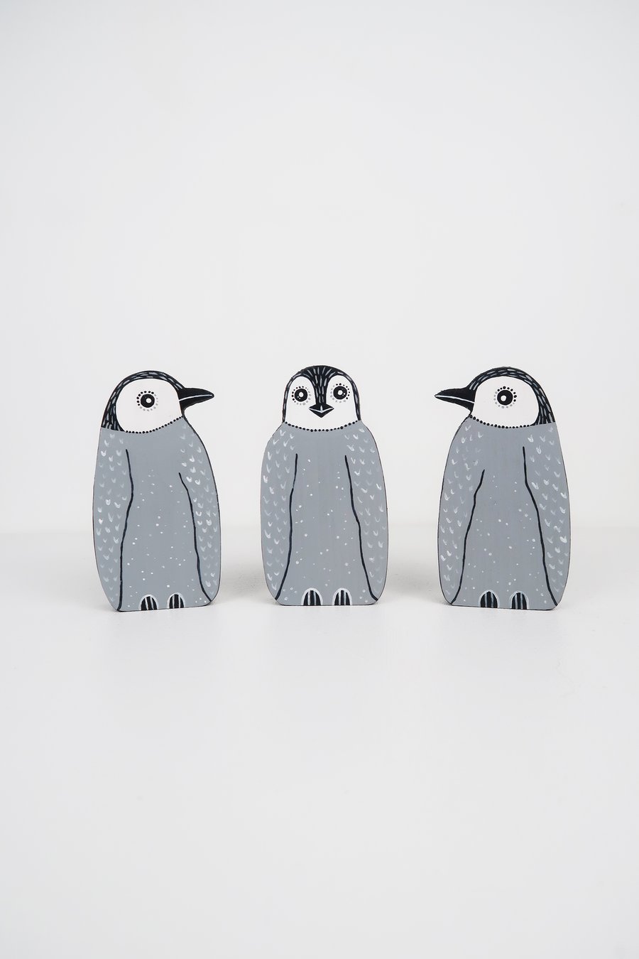 penguin christmas ornament, set of 3 cute wooden stocking fillers