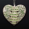 green ceramic heart decoration 