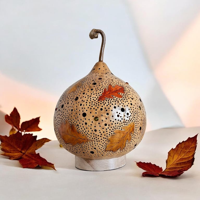Autumn Oak Leaves Gourd Lamp