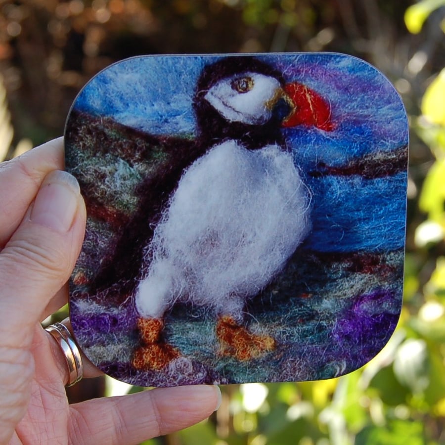 Puffin coaster - taken from my colourful artwork of puffins