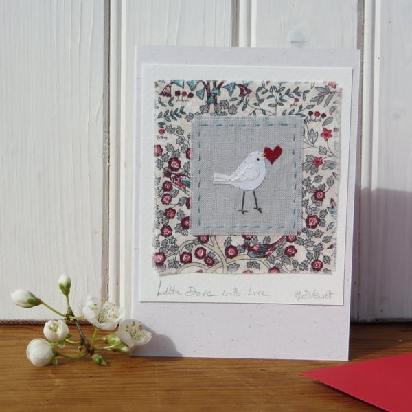Little Dove with Love - a hand-stitched card to make you smile!
