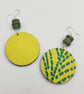 Sterling silver hook, bright yellow and green earrings with a modern line design - Image 5