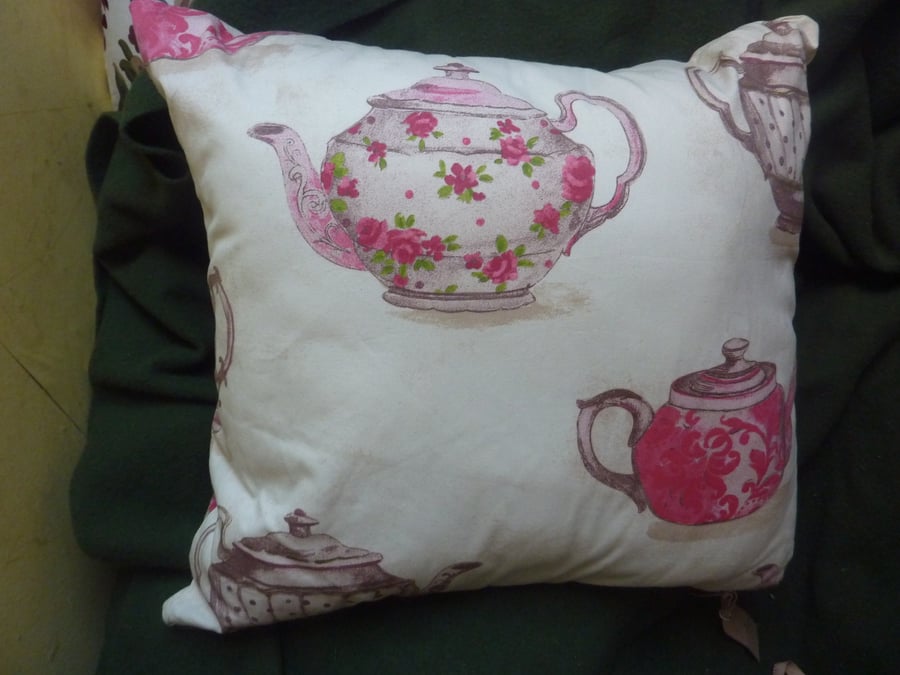 Designer Fabric Large Unique Cushion 51X46cms Printed Fancy Teapots 