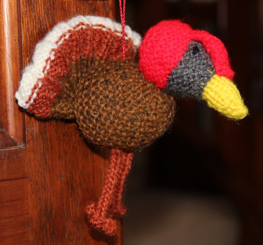 Hand Knitted Festive Turkey Christmas Decoration