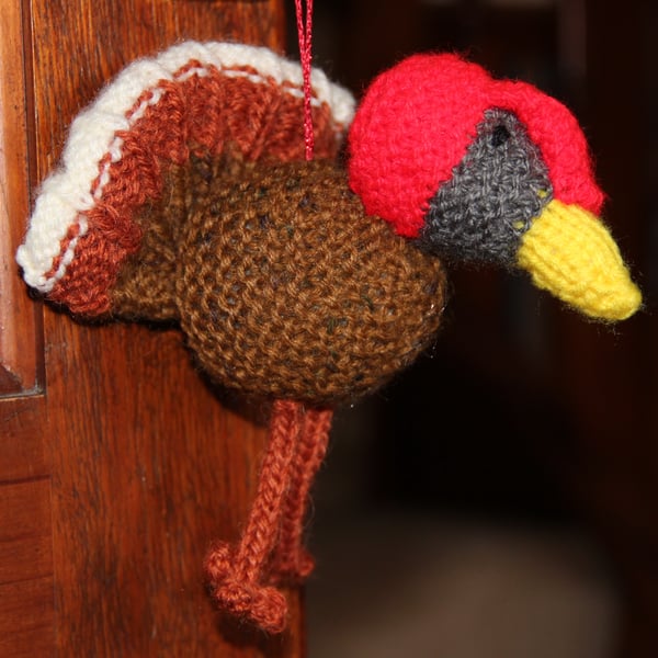 Hand Knitted Festive Turkey Christmas Decoration