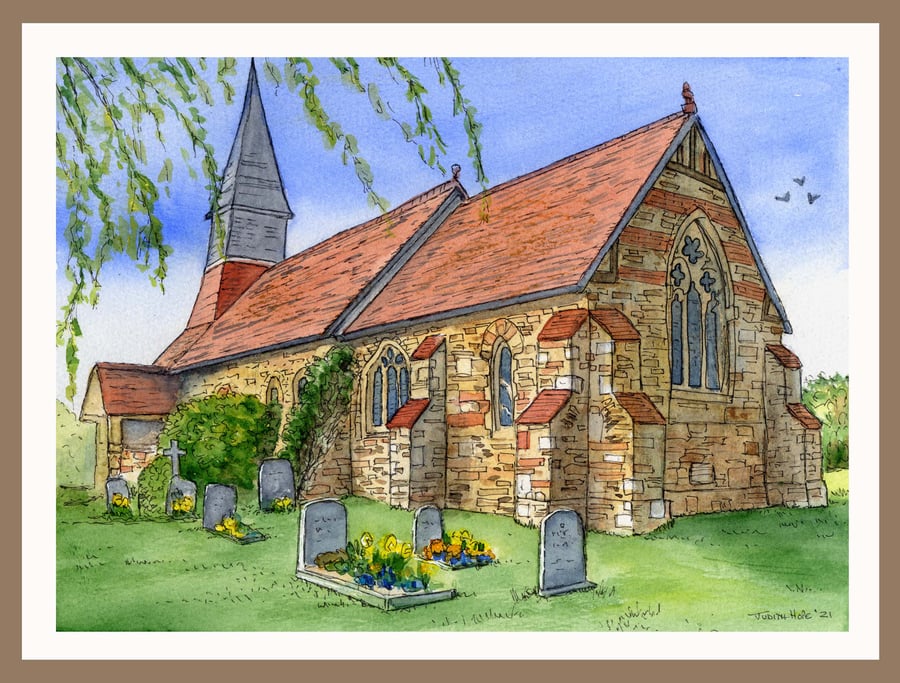 Steeple, St Lawrence and All Saints Church Original Watercolour